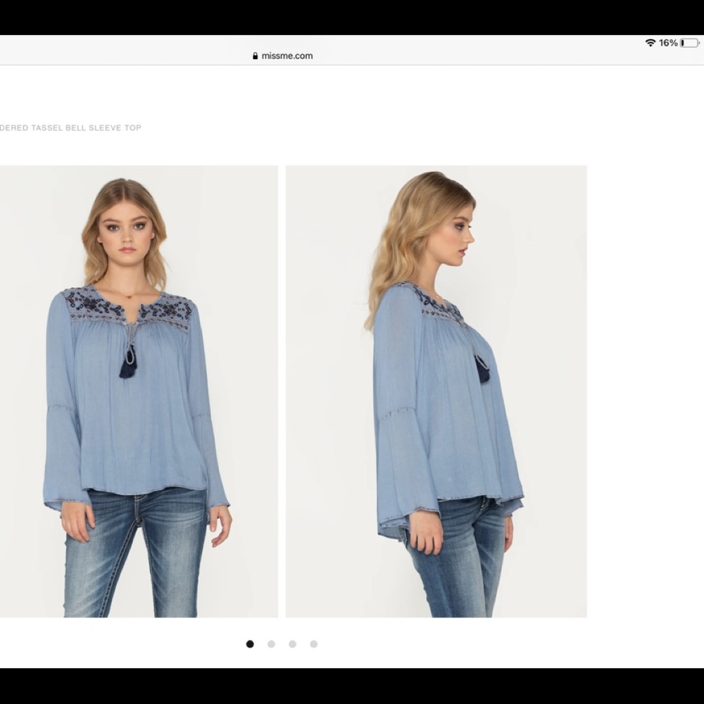 NWT Miss Me Blue Long Sleeve Top in L